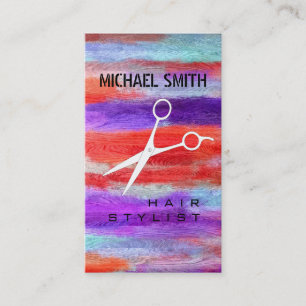 Hair Stylist Appointment Colourful Modern Wood #9 Card