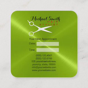 Hair Stylist Appointment Green Stainless Metal Card