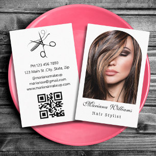 hair stylist arch photo qr code minimalist modern  business card