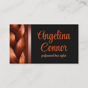 Hair Stylist Auburn Braid Simple Black Card