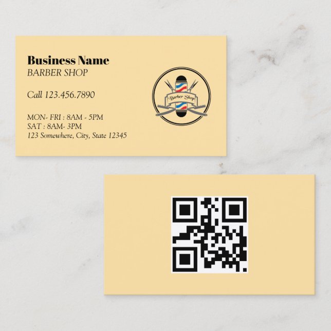 Hair Stylist Barber Pole Professional Barber Shop Business Card (Front/Back)