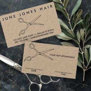 Hair Stylist Barber Scissors Chic APPOINTMENT DATE Business Card