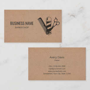 Hair Stylist Barber Shop Black Scissor Barber Pole Business Card
