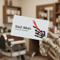 Hair Stylist Barber Skeleton Hand & Red Scissor