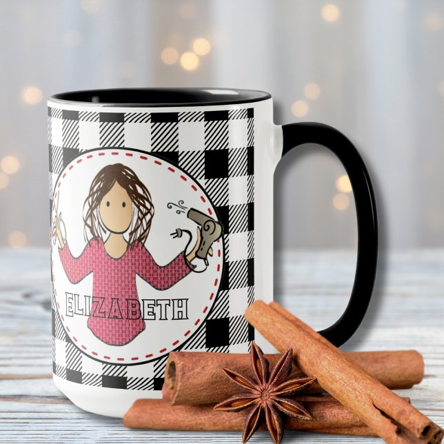 Hair Stylist Beautician Christmas Plaid Thank You  Mug (Creator Uploaded)