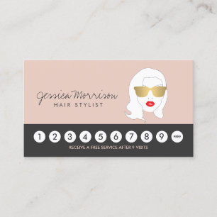 Hair Stylist Beauty Girl on Peach II Loyalty Card