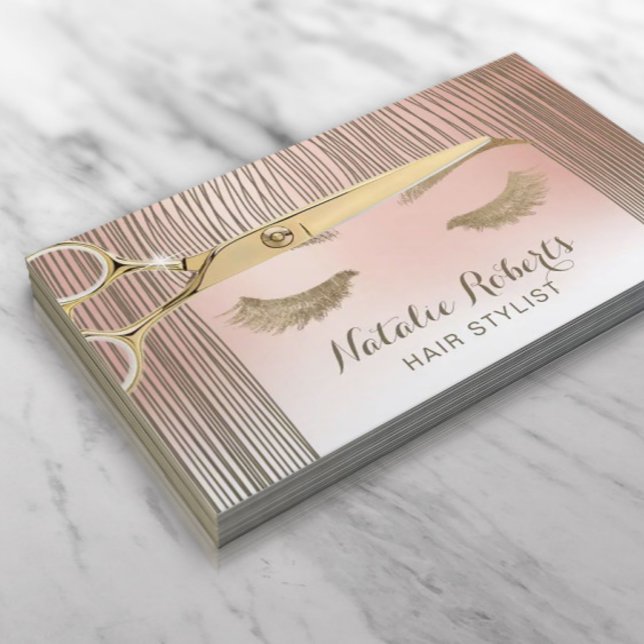 Hair Stylist Beauty Girl Rose Gold Pastel Salon Business Card (Creator Uploaded)