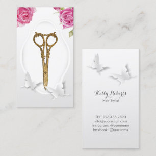 Hair Stylist Beauty Salon Butterflies & Flowers Business Card
