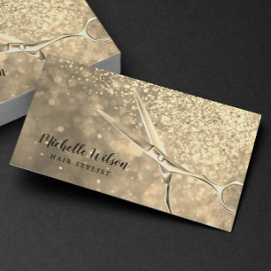 Hair Stylist Beauty Salon Modern Gold Glitter Business Card