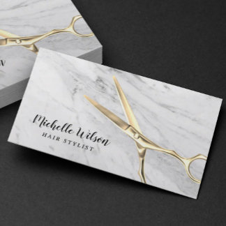 Hair Stylist Beauty Salon Trendy White Marble Business Card