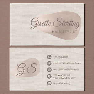 Hair Stylist Beige Linen Abstract Beauty Business Card