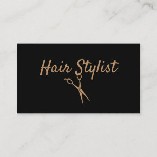 Hair Stylist - Black and Gold Scissors Business Card