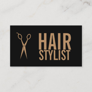 Hair Stylist - Black and Gold Scissors Business Card