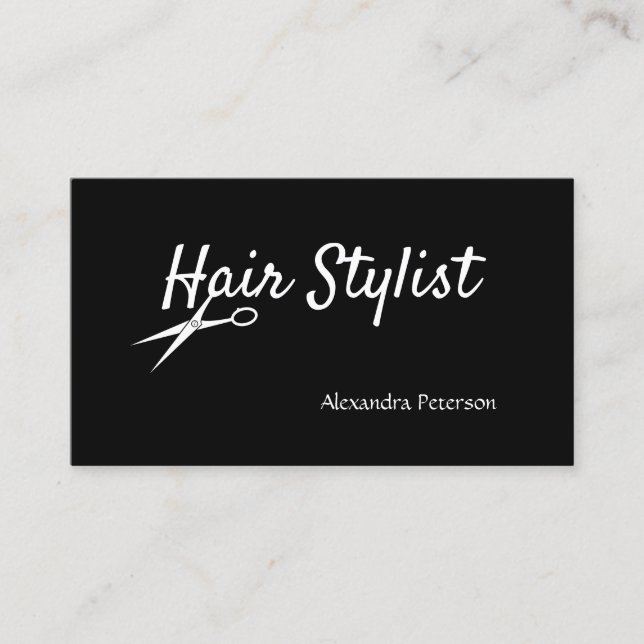 Hair Stylist - Black and White Scissors Business Card (Front)