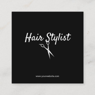 Hair Stylist - Black and White Scissors Square Business Card