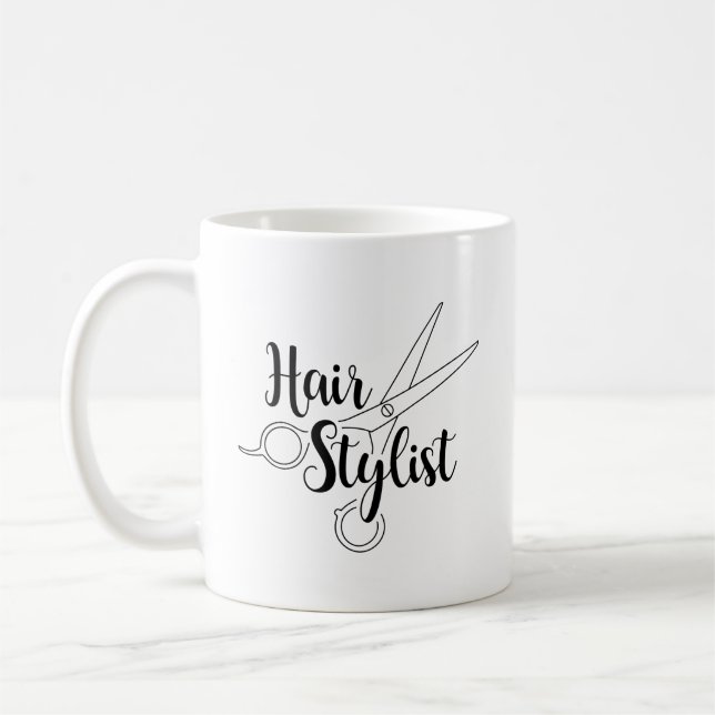 Hair Stylist Black Coffee Mug (Left)