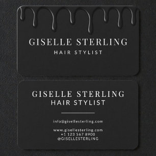 Hair Stylist Black Dripping Luxe  Business Card