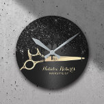 Hair Stylist Black Glitter Drips Beauty Salon<br><div class="desc">Hair Stylist Black Glitter Drips Beauty Salon Clocks.</div>