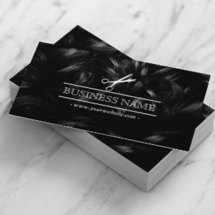 Hair Stylist Black Hair Background Modern Scissor Business Card