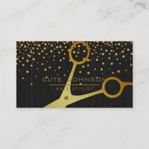 Hair Stylist Black Professional Fashion Gold Faux Business Card