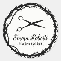 Hair Stylist Black Scissor Chic Thorn Framed