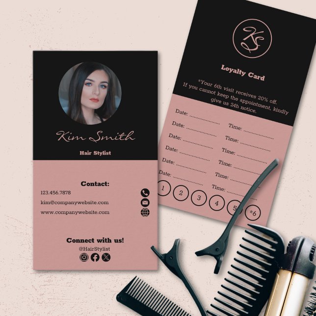 Hair Stylist Black & Tuscany Appointment &  Loyalty Card (Hairstylist Black & Tuscany Appointment & Loyalty Card)