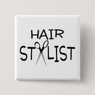Hair Stylist Black With Scissors 15 Cm Square Badge