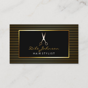 Hair Stylist BlackGold Glitter Saloon Professional Business Card