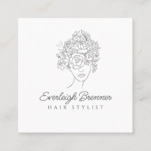 Hair Stylist Blossoming Hair  Square Business Card