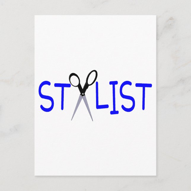 Hair Stylist Blue with Scissors Postcard (Front)