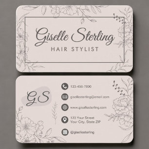 Hair Stylist Blush Pink Floral Business Card