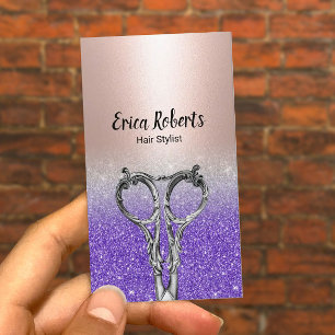 Hair Stylist Blush Rose Gold & Purple Salon Business Card