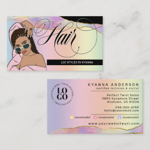 Hair Stylist, Braid Salon, Loc Stylist - Pastel Business Card