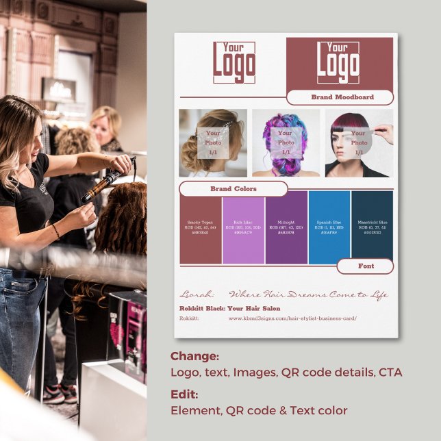 Hair Stylist Brand Moodboard Card - Brand Identity (Hair Stylist Brand Moodboard Card - Brand Identity)