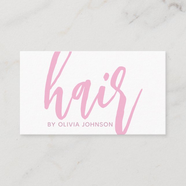 Hair Stylist Business Card l Pink Modern Minimal (Front)