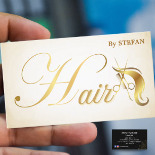 Hair Stylist Business Cards - Black Gold Script