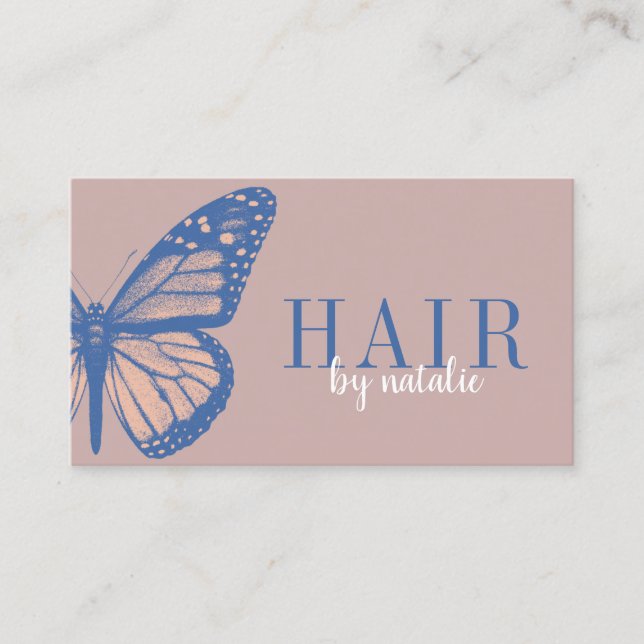 Hair Stylist Butterfly Beauty Salon Dusty Rose Business Card (Front)