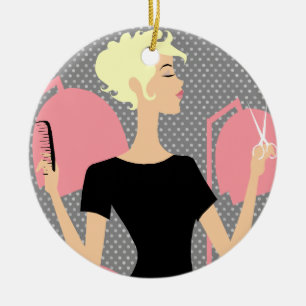 Hair Stylist Ceramic Christmas Ornaments
