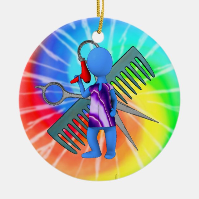 Hair Stylist Ceramic Tree Decoration (Front)