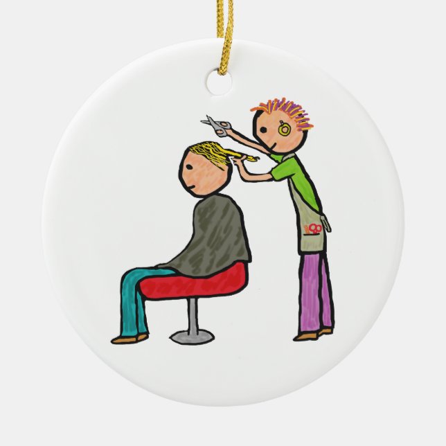 Hair Stylist Ceramic Tree Decoration (Front)