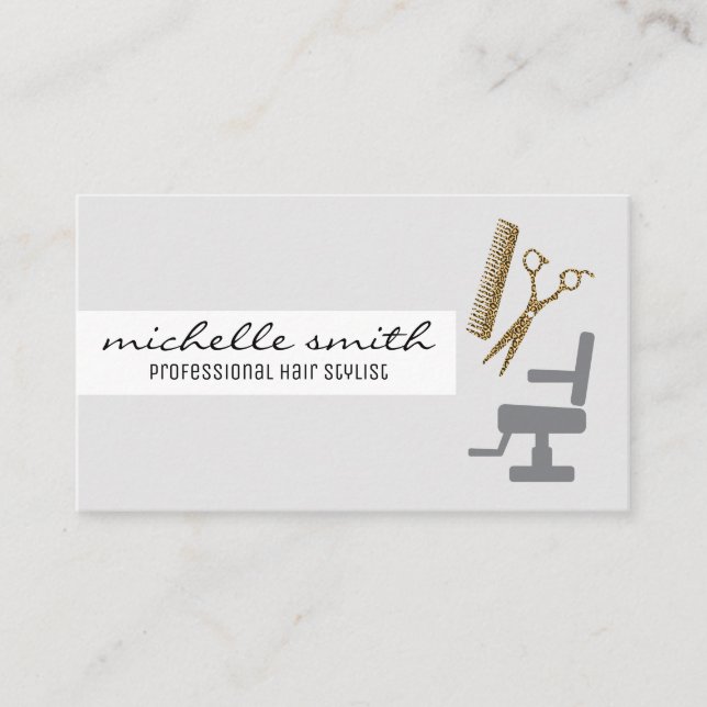 Hair Stylist Chair Comb Shears Business Card (Front)