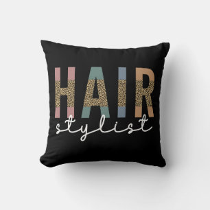 Hair Stylist Cheetah Typography Hairdresser Gift Cushion