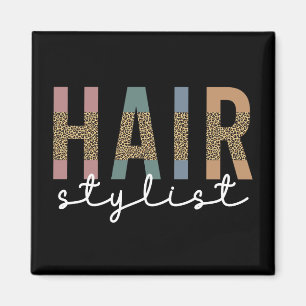 Hair Stylist Cheetah Typography Hairdresser Gift Magnet