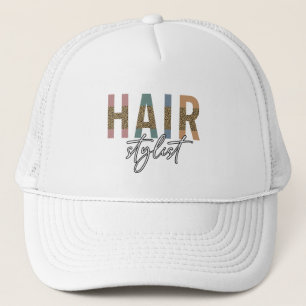 Hair Stylist Cheetah Typography Hairdresser Gift Trucker Hat