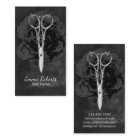 Hair Stylist Chic Scissor Dark Floral Chalkboard