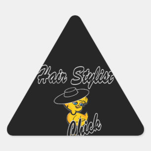 Hair Stylist Chick #4 Triangle Sticker