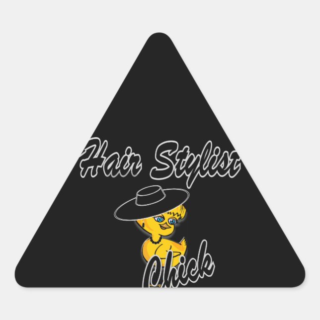 Hair Stylist Chick #4 Triangle Sticker (Front)