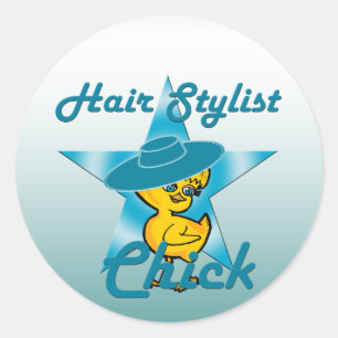 Hair Stylist Chick #7 Classic Round Sticker