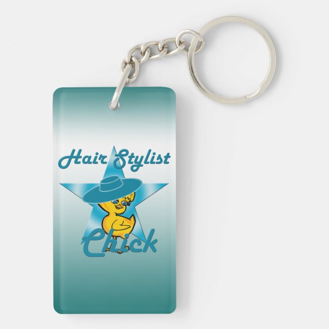 Hair Stylist Chick #7 Key Ring (Back)