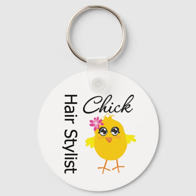 Hair Stylist Chick Key Ring (Front)